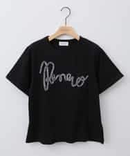 ZMKHB52098 al'aise modulation(アレーズモジュレーション) フリンジロゴデザインTシャツ ブラック