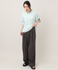 ZMKHE02080 al'aise modulation(アレーズモジュレーション) 【洗える】ボタンデザイン切り替えカットソー グリーン
