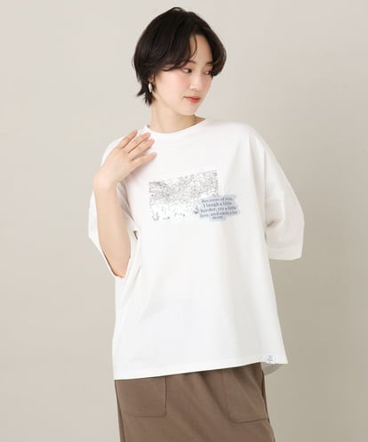 ZMKHE03049 al'aise modulation グリッター×ロゴプリントカットソー