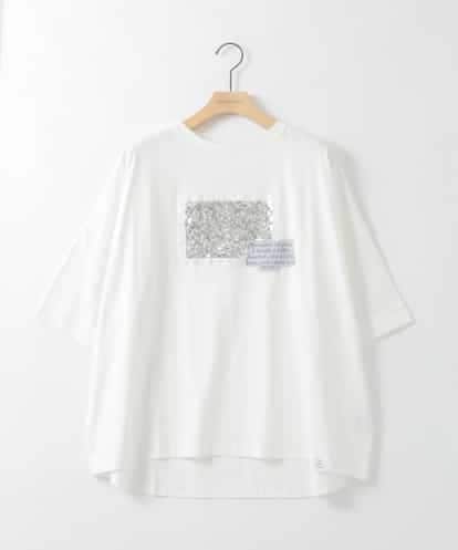 ZMKHE03049 al'aise modulation グリッター×ロゴプリントカットソー