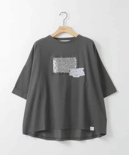 ZMKHE03049 al'aise modulation グリッター×ロゴプリントカットソー