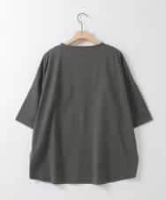 ZMKHE03049 al'aise modulation(アレーズモジュレーション) グリッター×ロゴプリントカットソー ダークグレー