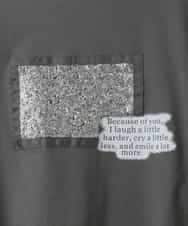 ZMKHE03049 al'aise modulation(アレーズモジュレーション) グリッター×ロゴプリントカットソー ダークグレー