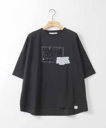 ZMKHE03049 al'aise modulation グリッター×ロゴプリントカットソー