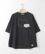 ZMKHE03049 al'aise modulation(アレーズモジュレーション) グリッター×ロゴプリントカットソー ブラック