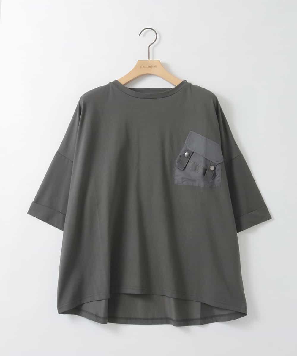 ZMKHE05049 al'aise modulation(アレーズモジュレーション) フロントフラップポケットカットソー ダークグレー