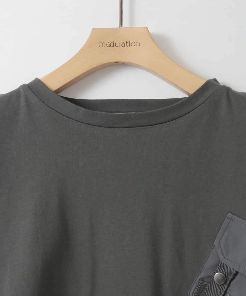 ZMKHE05049 al'aise modulation(アレーズモジュレーション) フロントフラップポケットカットソー ダークグレー