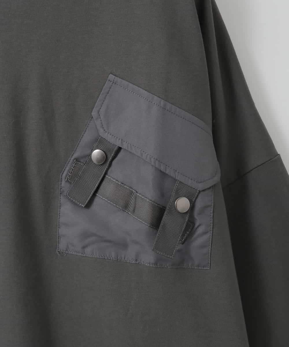 ZMKHE05049 al'aise modulation(アレーズモジュレーション) フロントフラップポケットカットソー ダークグレー