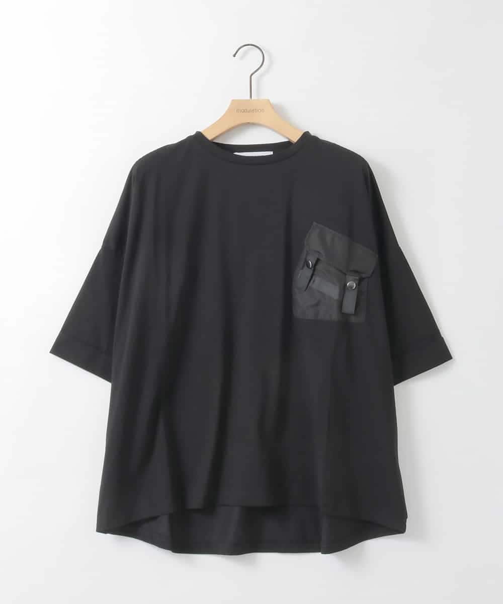 ZMKHE05049 al'aise modulation(アレーズモジュレーション) フロントフラップポケットカットソー ブラック