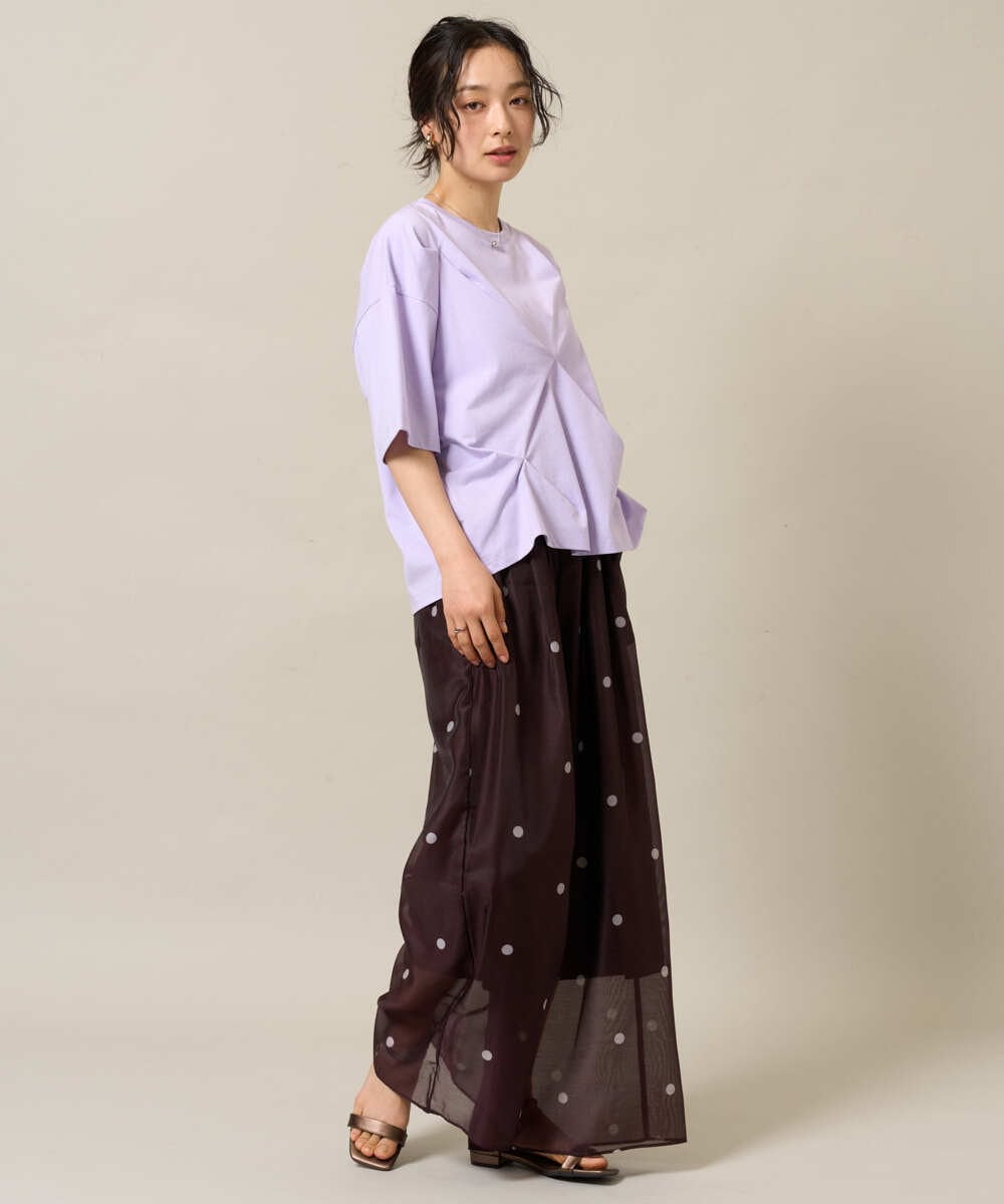 ZMKHE06070 al'aise modulation(アレーズモジュレーション) イレギュラータックデザインTシャツ ピンク