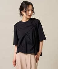 ZMKHE06070 al'aise modulation(アレーズモジュレーション) イレギュラータックデザインTシャツ ブラック