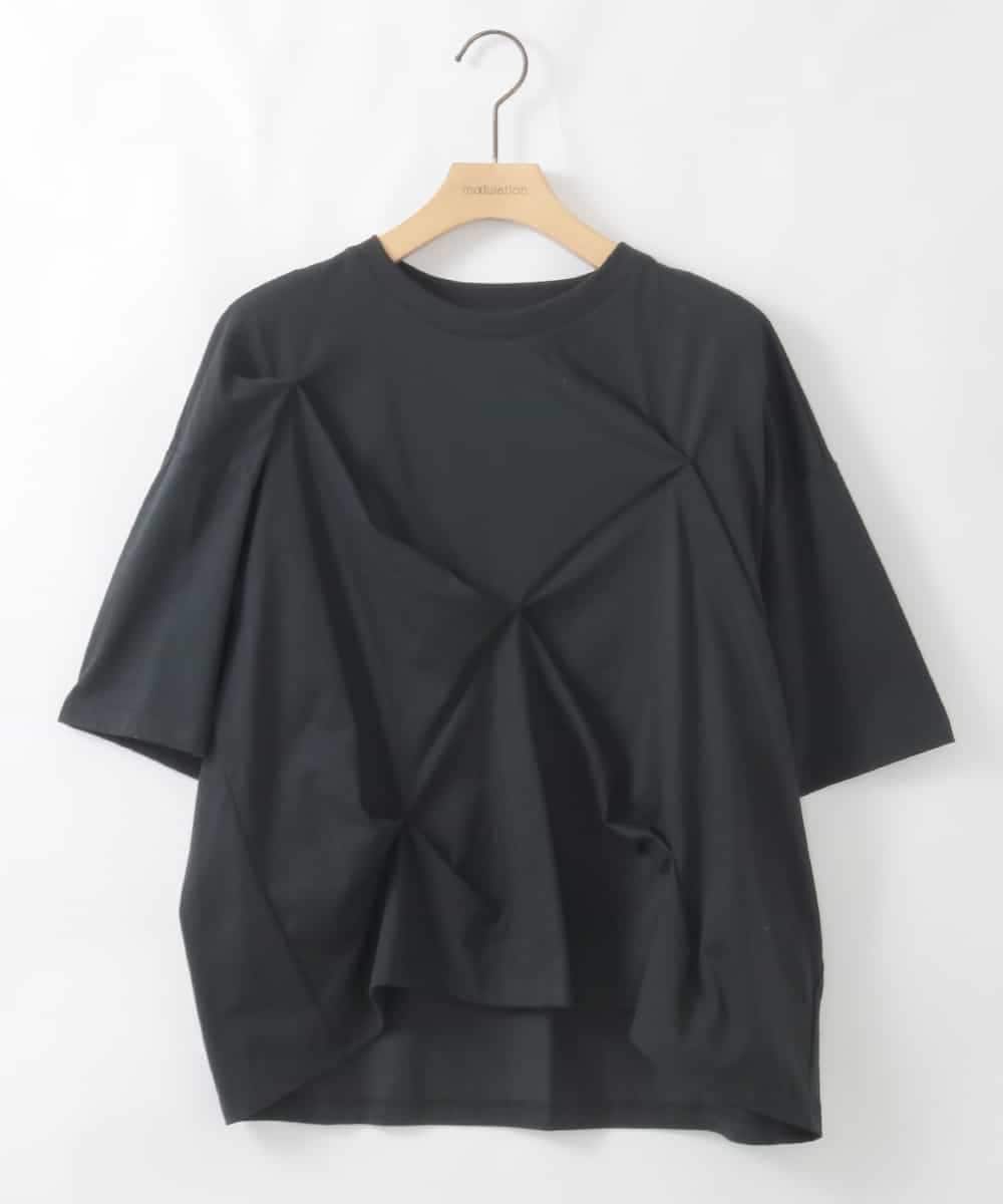 ZMKHE06070 al'aise modulation(アレーズモジュレーション) イレギュラータックデザインTシャツ ブラック