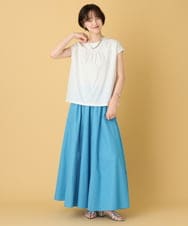 ZMKHE10099 al'aise modulation(アレーズモジュレーション) 【日本製/洗える】レースドッキングフレンチスリーブプルオーバー ホワイト