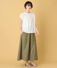 ZMKHE10099 al'aise modulation(アレーズモジュレーション) 【日本製/洗える】レースドッキングフレンチスリーブプルオーバー ホワイト