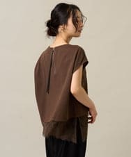ZMKHE12068 al'aise modulation(アレーズモジュレーション) 裾レースフレンチスリーブTシャツ ブラウン