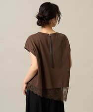 ZMKHE12068 al'aise modulation(アレーズモジュレーション) 裾レースフレンチスリーブTシャツ ブラウン
