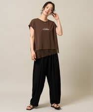 ZMKHE12068 al'aise modulation(アレーズモジュレーション) 裾レースフレンチスリーブTシャツ ブラウン