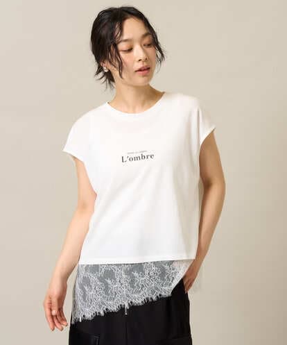 ZMKHE12068 al'aise modulation 裾レースフレンチスリーブTシャツ