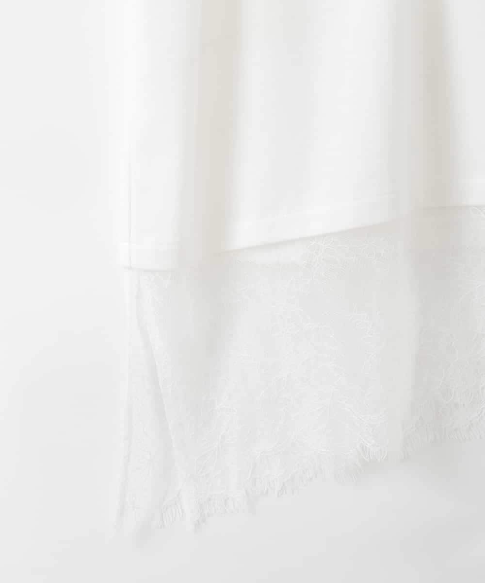 ZMKHE12068 al'aise modulation(アレーズモジュレーション) 裾レースフレンチスリーブTシャツ ホワイト