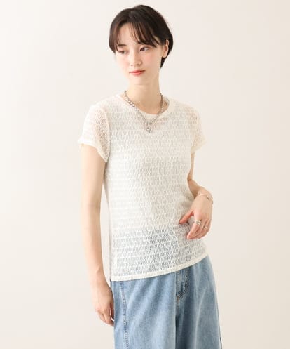 ZMKHE13069 al'aise modulation メッシュレースデザインカットソー