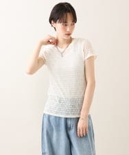 ZMKHE13069 al'aise modulation(アレーズモジュレーション) メッシュレースデザインカットソー アイボリー