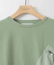 ZMKHE14049 al'aise modulation(アレーズモジュレーション) フロントジップポケットカットソー グリーン