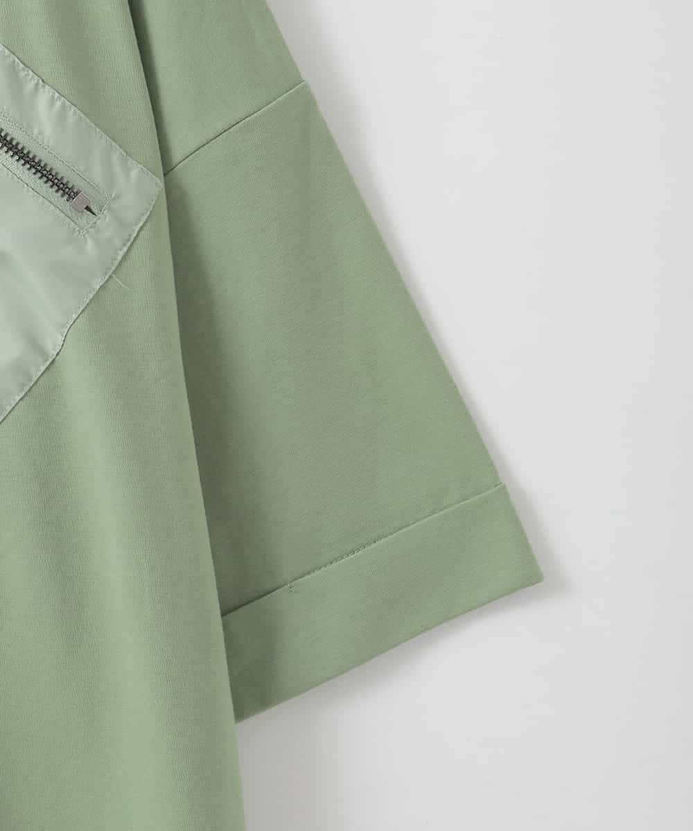 ZMKHE14049 al'aise modulation(アレーズモジュレーション) フロントジップポケットカットソー グリーン