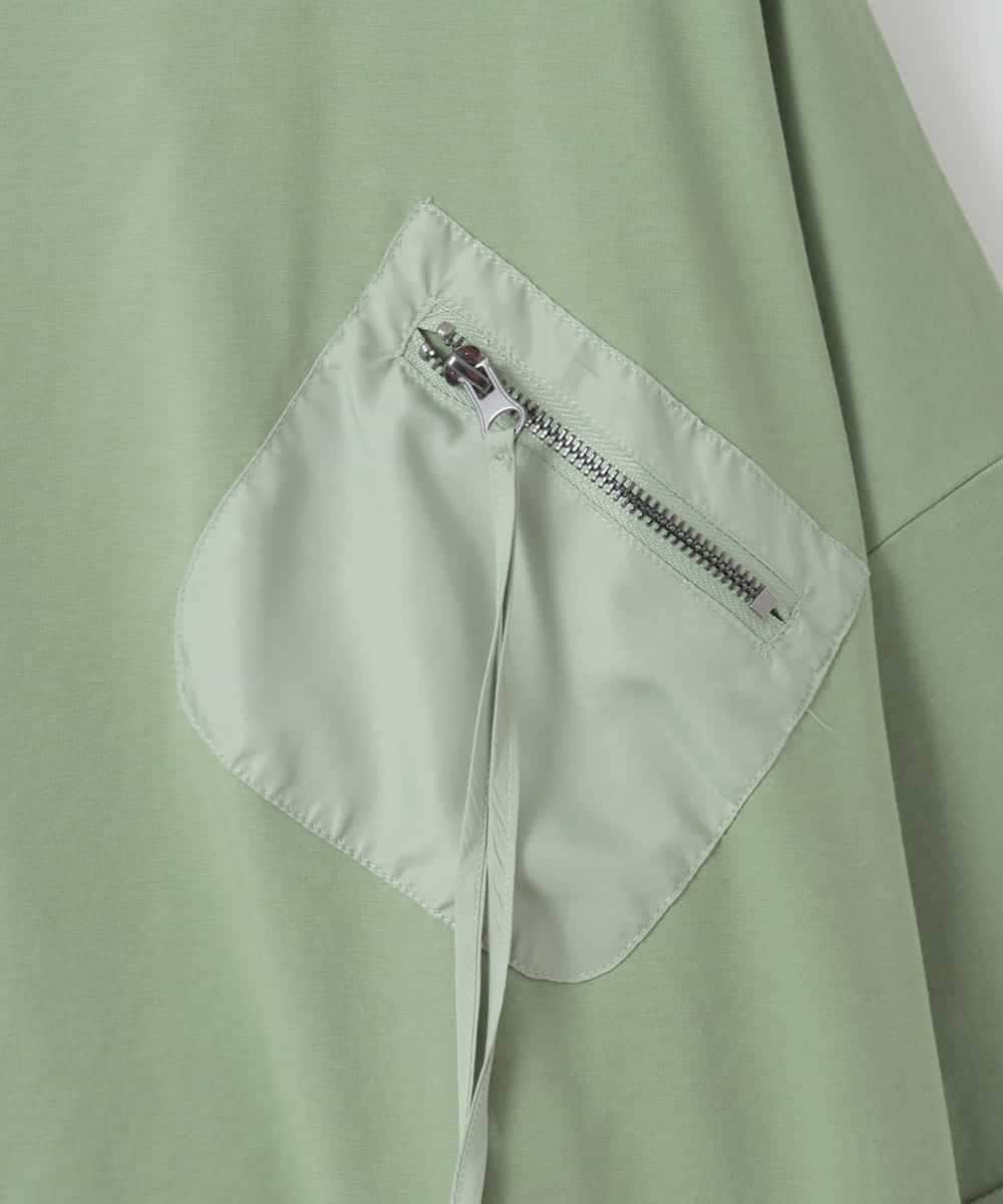 ZMKHE14049 al'aise modulation(アレーズモジュレーション) フロントジップポケットカットソー グリーン