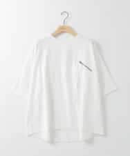 ZMKHE14049 al'aise modulation(アレーズモジュレーション) フロントジップポケットカットソー ホワイト