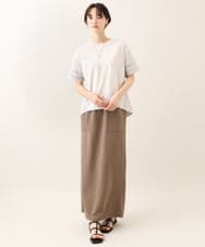 ZMKHE14098 al'aise modulation(アレーズモジュレーション) 【洗える/接触冷感】異素材ドッキングレースプルオーバー ライトグレー