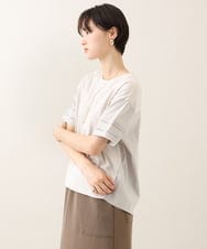 ZMKHE14098 al'aise modulation(アレーズモジュレーション) 【洗える/接触冷感】異素材ドッキングレースプルオーバー ライトグレー