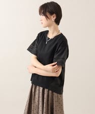 ZMKHE14098 al'aise modulation(アレーズモジュレーション) 【洗える/接触冷感】異素材ドッキングレースプルオーバー ブラック