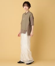 ZMKHE17089 al'aise modulation(アレーズモジュレーション) 異素材ジョイントカットヘムデザインプルオーバー ベージュ