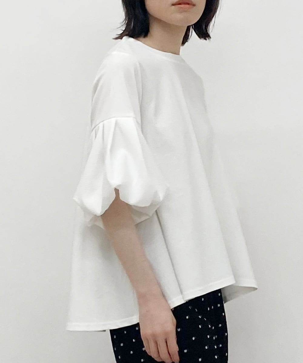 洗える/日本製】異素材パフスリーブカットソー(カットソー・Tシャツ) al'aise  modulation(アレーズモジュレーション)｜イトキンオンラインストア
