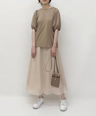 ZMKHT36099 al'aise modulation(アレーズモジュレーション) 【日本製】ボリュームスリーブコットンカットソー ブラウン