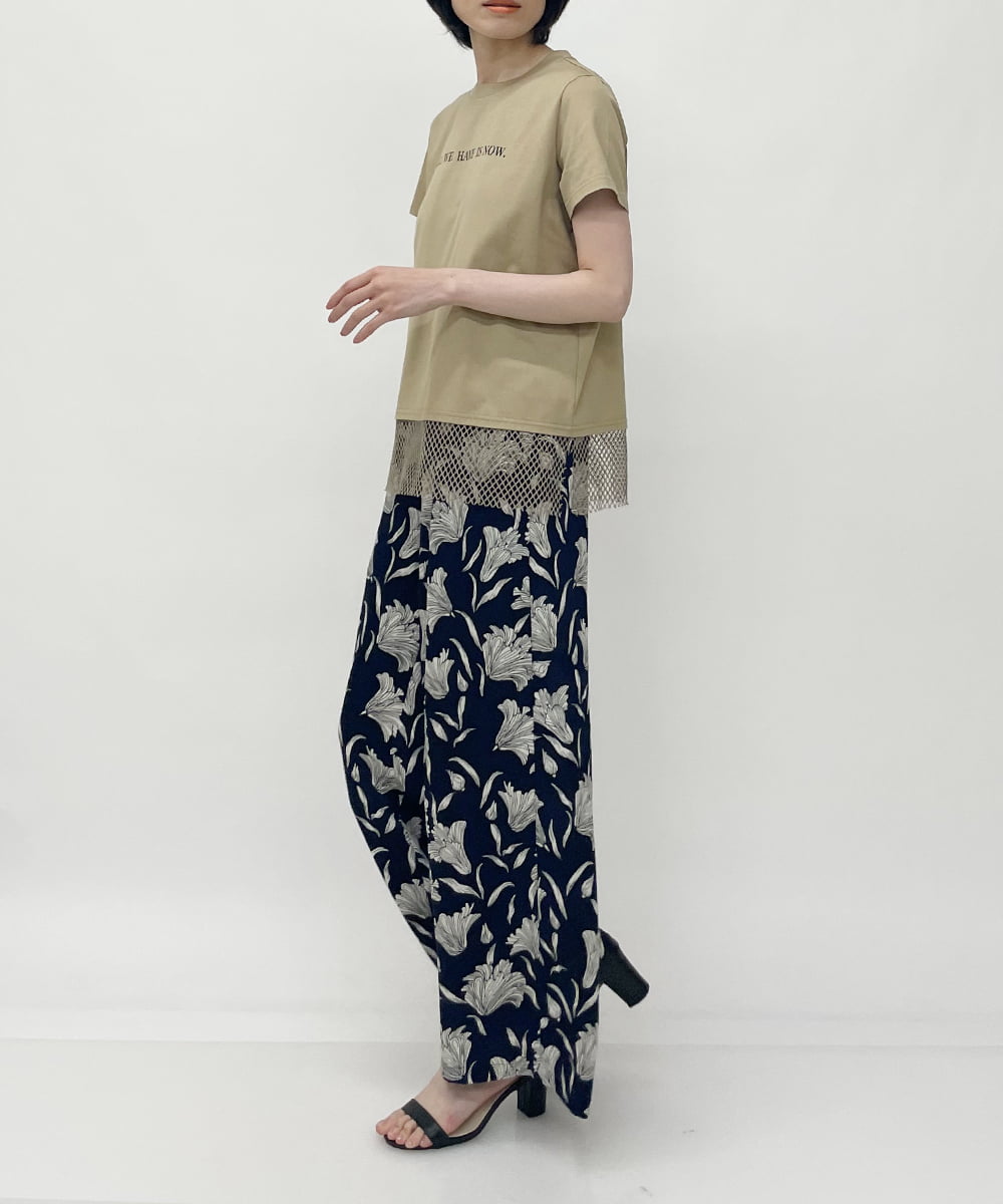 ZMKHT53089 al'aise modulation(アレーズモジュレーション) 【日本製】メッシュヘムTシャツ ベージュ