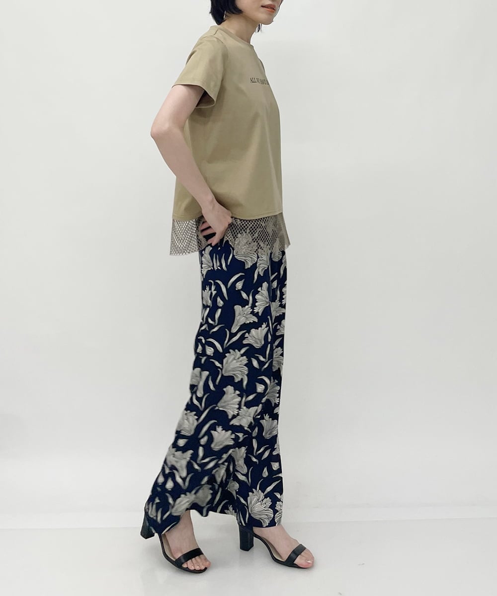 ZMKHT53089 al'aise modulation(アレーズモジュレーション) 【日本製】メッシュヘムTシャツ ベージュ