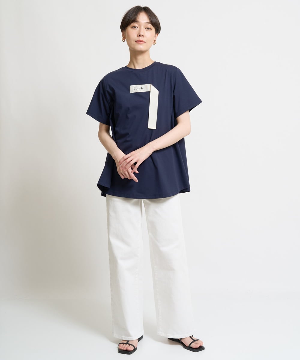 ZMKHW34059 al'aise modulation(アレーズモジュレーション) フレアロゴTシャツ ネイビー