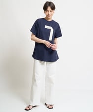 ZMKHW34059 al'aise modulation(アレーズモジュレーション) フレアロゴTシャツ ネイビー