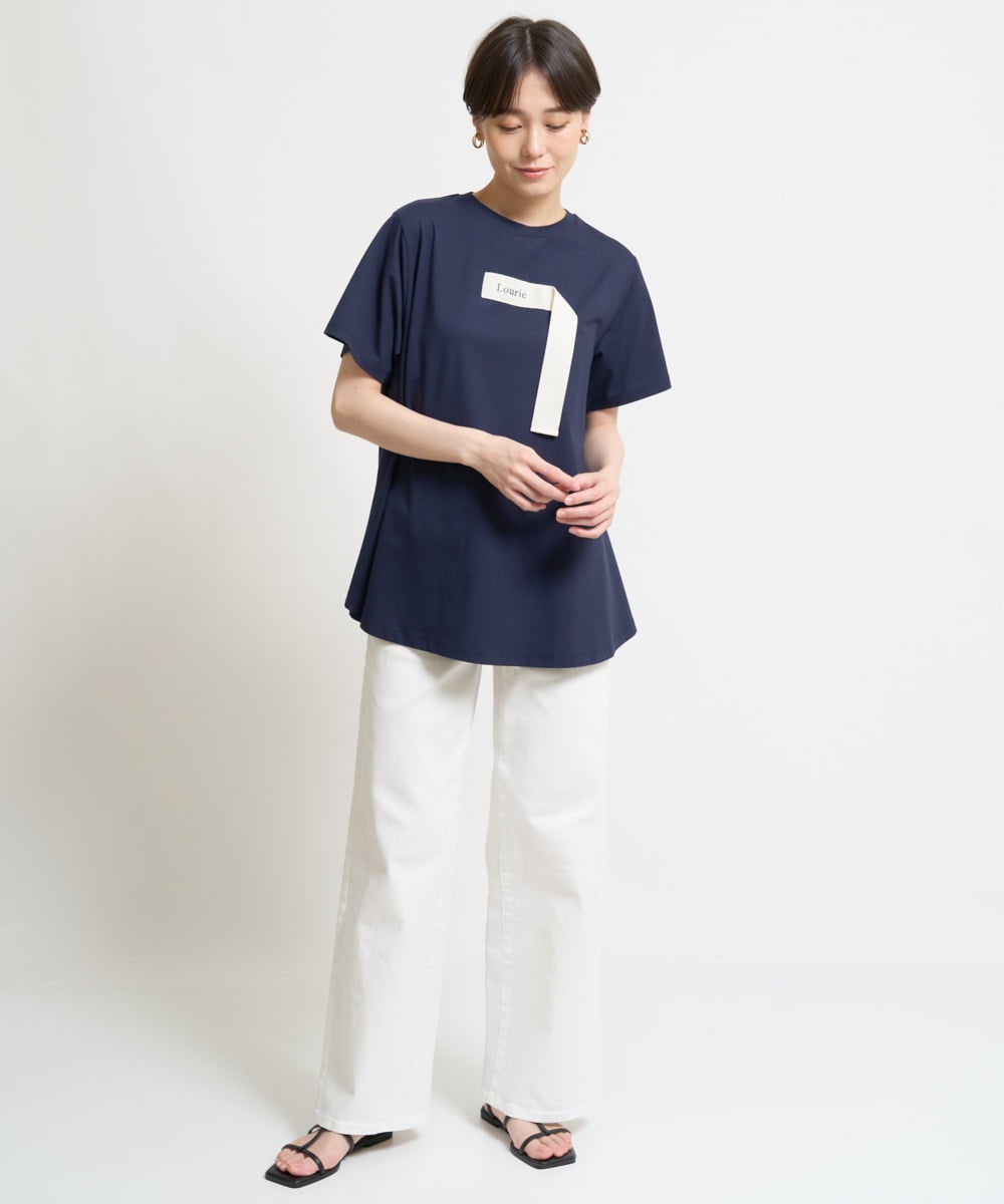 ZMKHW34059 al'aise modulation(アレーズモジュレーション) フレアロゴTシャツ ネイビー
