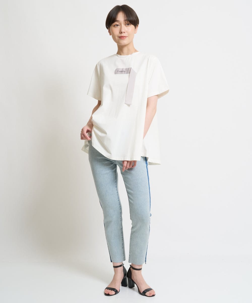 ZMKHW34059 al'aise modulation(アレーズモジュレーション) フレアロゴTシャツ ホワイト