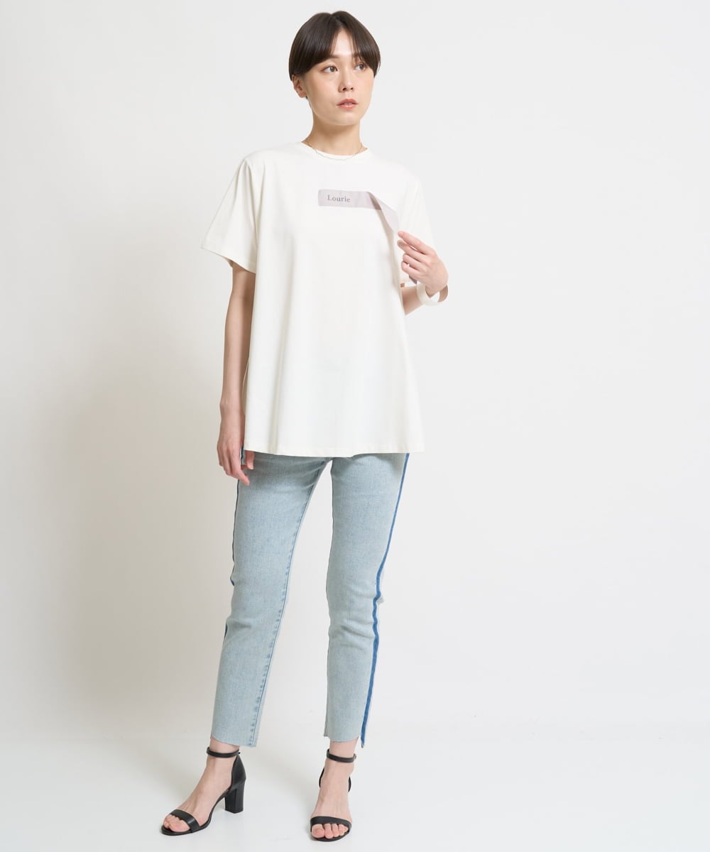 ZMKHW34059 al'aise modulation(アレーズモジュレーション) フレアロゴTシャツ ホワイト
