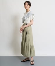 ZMKHW35059 al'aise modulation(アレーズモジュレーション) 【洗える】ラメフリルTシャツ ホワイト
