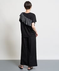 ZMKHW35059 al'aise modulation(アレーズモジュレーション) 【洗える】ラメフリルTシャツ ブラック