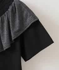 ZMKHW35059 al'aise modulation(アレーズモジュレーション) 【洗える】ラメフリルTシャツ ブラック