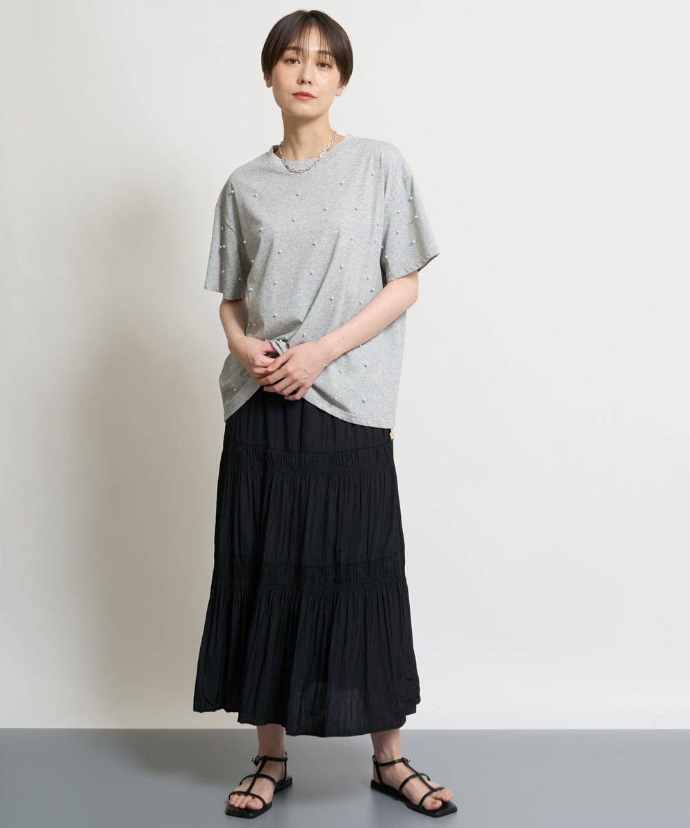 ZMKHW36090 al'aise modulation(アレーズモジュレーション) パールポイントTシャツ グレー