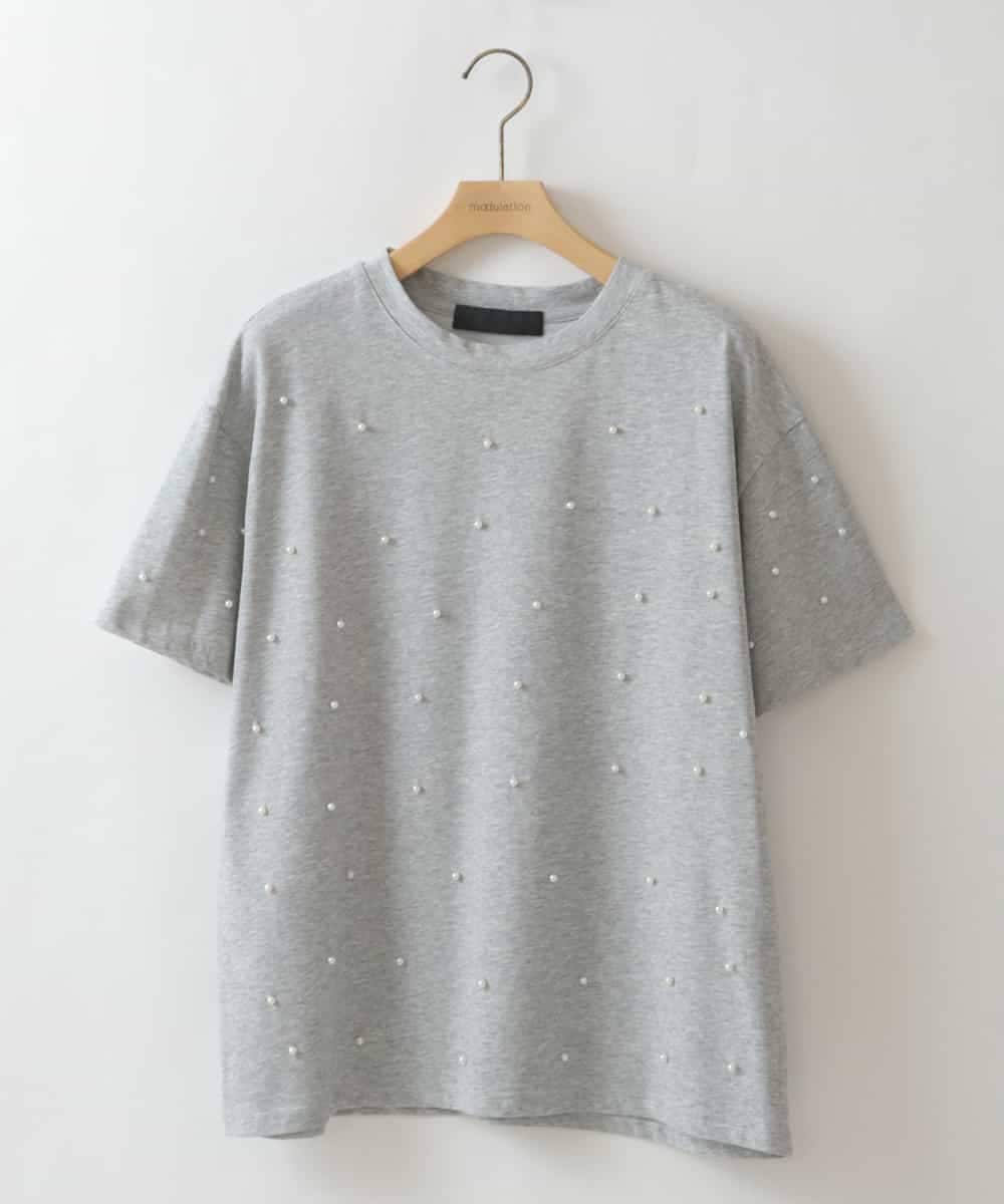 ZMKHW36090 al'aise modulation(アレーズモジュレーション) パールポイントTシャツ グレー