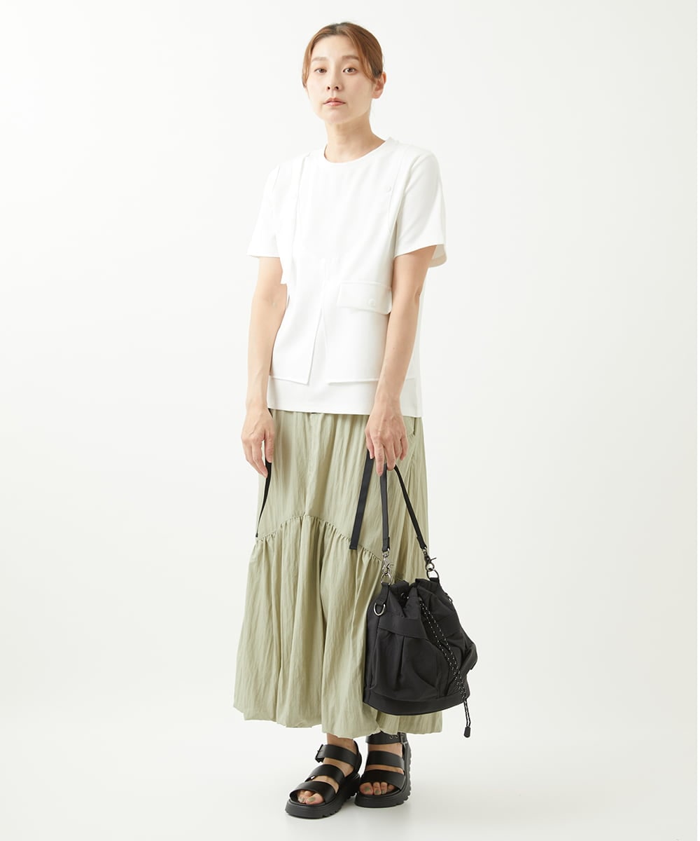 ZMKHW37120 al'aise modulation(アレーズモジュレーション) レイヤードデザインTシャツ ホワイト