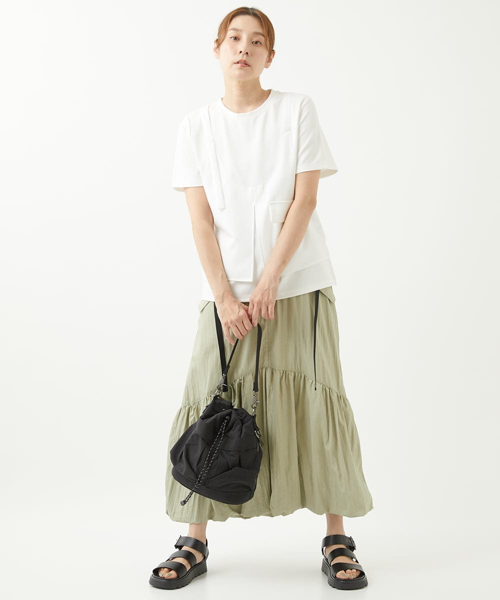 ZMKHW37120 al'aise modulation(アレーズモジュレーション) レイヤードデザインTシャツ ホワイト