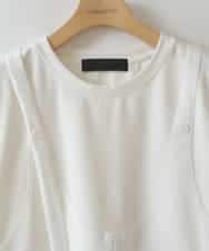 ZMKHW37120 al'aise modulation(アレーズモジュレーション) レイヤードデザインTシャツ ホワイト